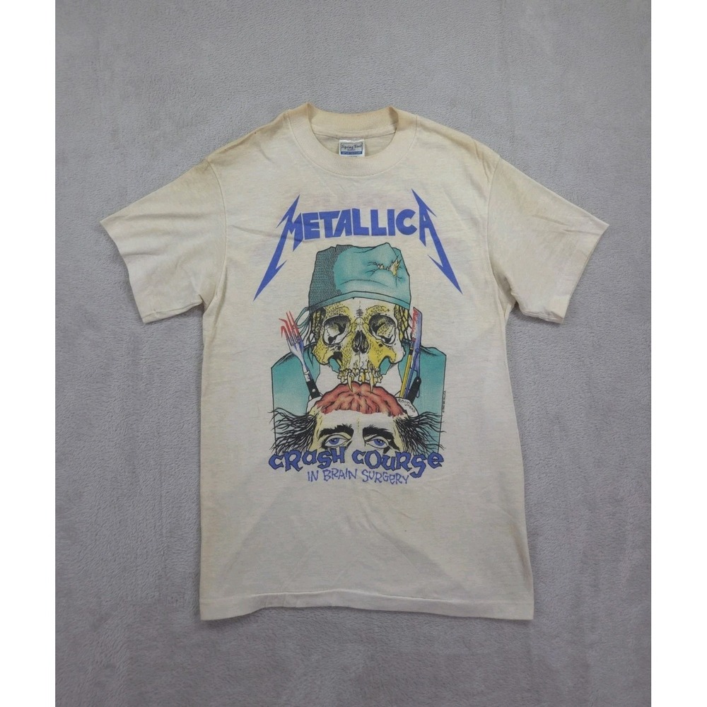 Vintage 1987 Metallica T Shirt Crash Course in Brain Surgery Size Medium Pushead
